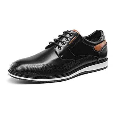 Afbeelding van Bruno Marc Chaussures Hommes Robe Costume Oxford Derby à Lacets pour Mariage Travail Fête SBOX2225M E, Noir 40 EU