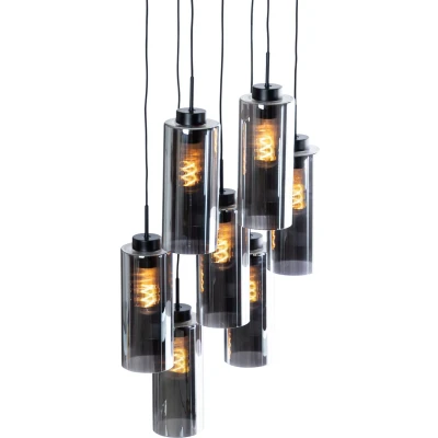 Afbeelding van QAZQA laura Art Deco Hanglamp 7 lichts Ø 50 cm Grijs Woonkamer Slaapkamer Keuken