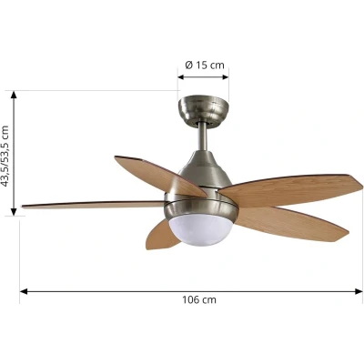 Afbeelding van Lindby Plafondventilatoren met verlichting 1licht Ijzer, acryl, multiplex H: 53.5 cm wit, licht hout Inclusief lichtbron