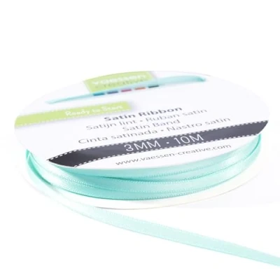 Afbeelding van Vaessen creative Satijnen lint, elegante glans voor het maken van kaarten, scrapbooks, geschenkverpakkingen en andere creatieve projecten, karton, aqua, 3 mm x 10 m