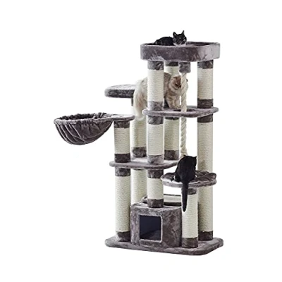 Afbeelding van Nobby Krabmeubel Fredo Krabpaal Huisje XXL Touw Hangmat Creme Bruin Grote Kat Zware Maine Coon 85 X 50 158 CM