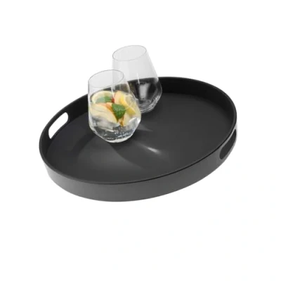 Afbeelding van APS Dienblad &quot;Bistro&quot; van zwart melamine, antislip, met 2 handgrepen en stapelrand, 35,5 x cm, hoogte 5