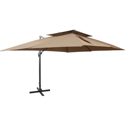 Afbeelding van vidaXL Zweefparasol met dubbel dak 400x300 cm taupe