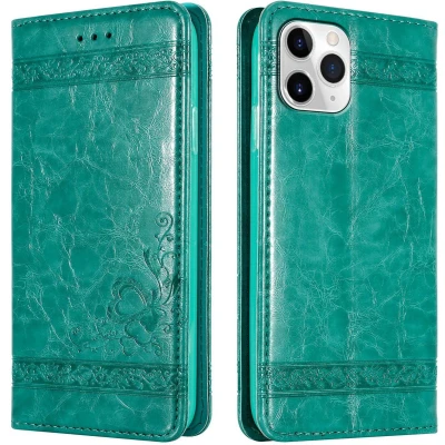 Afbeelding van Cadorabo Hoesje geschikt voor Apple iPhone 11 PRO MAX in TURKOOIS met ornamenten Beschermhoes magnetische sluiting, standfunctie en kaartvakje Case Cover Etui
