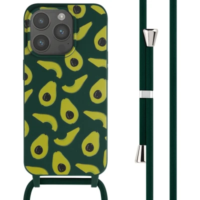 Afbeelding van iMoshion hoesje met koord Geschikt voor iPhone 15 Pro Siliconen design Groen / Avocado Green