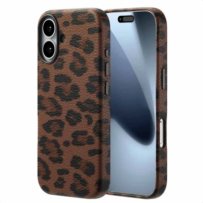 Afbeelding van Selencia Sabi Backcover Panterprint met MagSafe voor de Apple iPhone 17 Mocha Brown
