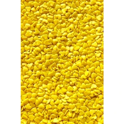 Afbeelding van SD Pearls Cœurs en sucre jaunes Décoration comestible pour printemps, anniversaire d&#039;enfant, Pâques et idées de gâteaux ensoleillés (cœurs jaunes, 80 g)