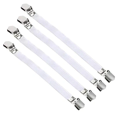 Afbeelding van TRIXES 4 stuks strijkplankovertrekclips (extra groot/extra groot) bevestigingen om op te hangen plat en veilig wit