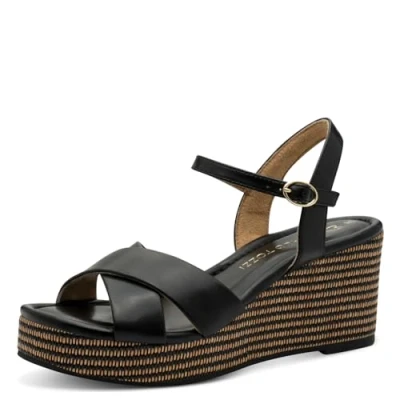 Afbeelding van Marco Tozzi Sandalen met plateauzool, Dames, Maat: 39, Black Schoenen