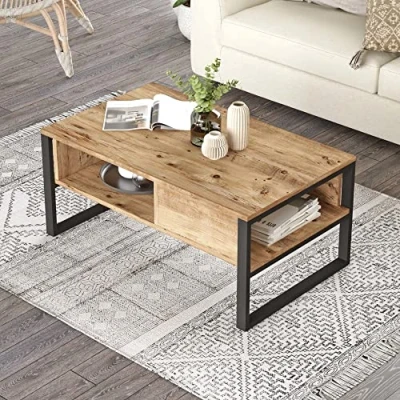 Afbeelding van Salontafel Laukaa 100x60x44,5cm houtkleurig en zwart