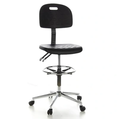 Afbeelding van Werkkruk/Verhoogde Bureaustoel Kunstleder Zwart/Zilver Ergonomisch