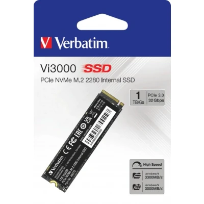 Afbeelding van Verbatim SSD 1 TB, PCIe 3.0, M.2 2280, NVMe, Vi3000 3300 MB/s, (W) 3000 detailhandel