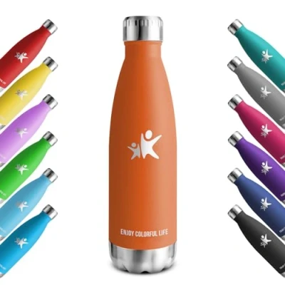 Afbeelding van KollyKolla Isotherme drinkfles, 500 ml, roestvrij staal, BPA vrij, lekvrij, geschikt voor koolzuurhoudende dranken, school, kantoor, sport