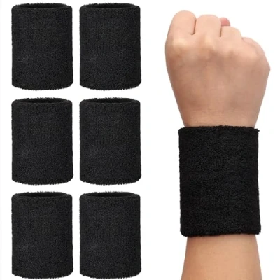 Afbeelding van H&amp;S Sweat Bands Mannen Vrouwen Pols 6 stks Polsbanden Sweatbands Absorbens voor Gym Sport Tennis Hardlopen