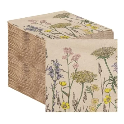Afbeelding van Table Kind 100 stuks zachte gerecyclede papieren servetten Wegwerp partyservetten met bloemenpatroon voor catering en dagelijks gebruik milieuvriendelijk papier
