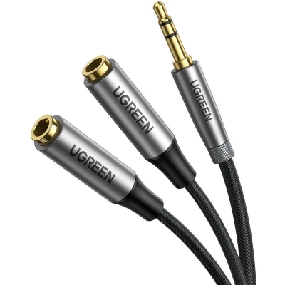 Afbeelding van UGREEN AV191 AUX Audio splitter met jack 3.5mm kabel, 20 cm (zilver)