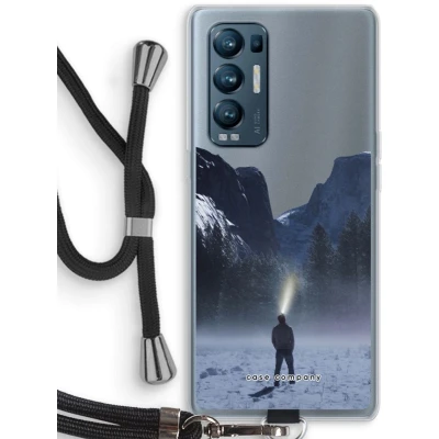 Afbeelding van Case Company® hoesje met Koord geschikt voor Oppo Find X3 Neo Wanderlust Telefoonhoesje Zwart Bescherming aan alle Kanten en Over de Schermrand