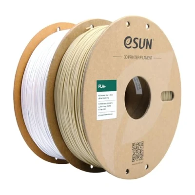 Afbeelding van eSUN PLA+ filament 1,75 mm, versterkte taaiheid, 3D printer, PLA Plus, nauwkeurigheid +/ 0,03 1 kg per spoel, 2 spoelen voor printers, botwit en koud wit