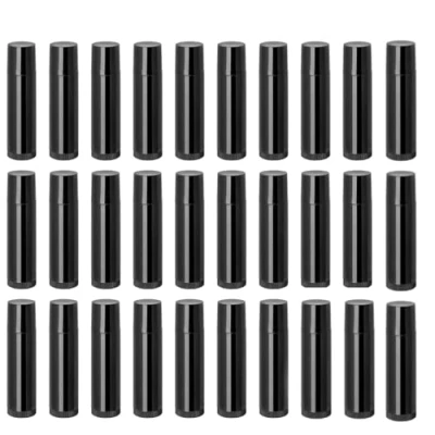 Afbeelding van 30 stuks lege lippenstift, herbruikbaar, kunststof, navulbaar, met dop, voor zelfgemaakte lippenbalsems, zwart, 5 g
