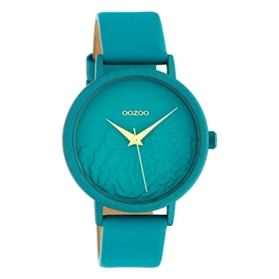 Afbeelding van OOZOO Timepieces viridiaan groene horloge met leren band C10606