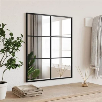 Image de vidaXL Miroir mural noir 50x60 cm rectangulaire fer