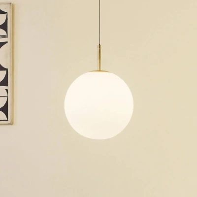 Afbeelding van Lucande hanglamp 1licht Glas, ijzer opaal wit, goud, zwart Inclusief lichtbron