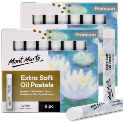 Afbeelding van Mont Marte Set van 2 extra zachte premium oliepastels, pastelkleuren met natuurlijke olie, levendig, boterachtig, veelzijdig voor mengen, gelaagd en schaduw, kleuren schetsen