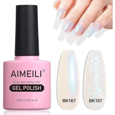 Afbeelding van AIMEILI nagellak, semi permanent, glanzend, parelgel, parelmoer, met glitter, gel, UV, LED, soak off, 167, 10 ml, nagellak