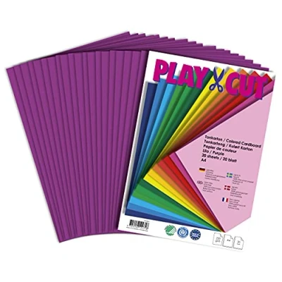 Afbeelding van PLAY CUT 20 vellen A4 karton paars (220 g/m²) DIN dik bedrukbaar hoogwaardig printpapier om te knutselen
