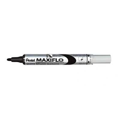 Afbeelding van Pentel Maxiflo Whiteboard marker, medium conische punt, vloeibare inkt, zwart, 12 stuks