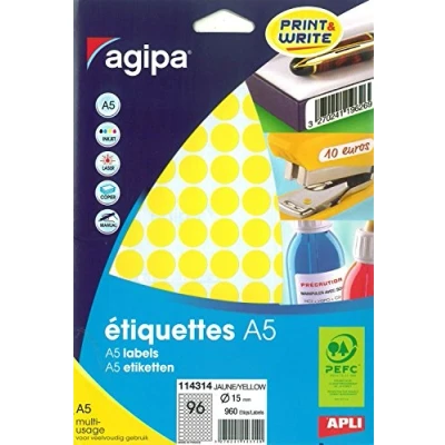 Image de Agipa Disques Adhesifs 15mm Jaune Etui De 960