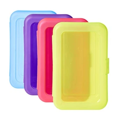 Afbeelding van Amazon Basics Set potlooddozen in verschillende kleuren, 4 stuks, meerkleurig, effen