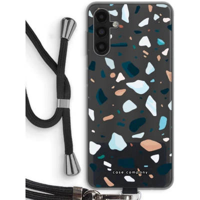 Afbeelding van Case Company® hoesje met Koord geschikt voor Samsung Galaxy A13 5G Terrazzo N13 Telefoonhoesje Zwart Bescherming aan alle Kanten en Over de Schermrand