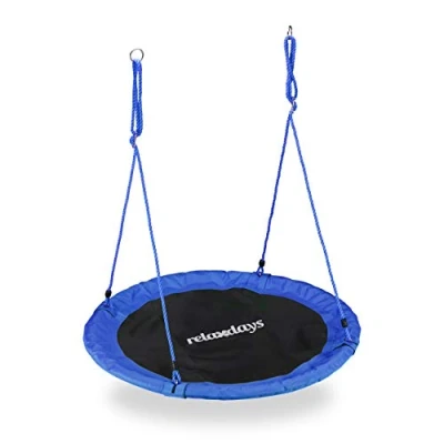 Afbeelding van Relaxdays Nestschommel vogelnestschommel buiten schommel 110 cm kinderschommel blauw