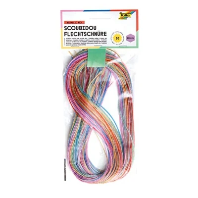 Afbeelding van Folia Scoubidou Draad Met Goud En Zilverdraad, Pak 50 Draden Knutseldraad