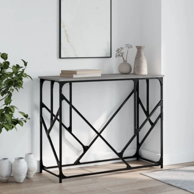 Afbeelding van Wandtafel 100x40x80 cm bewerkt hout grijs sonoma eikenkleurig