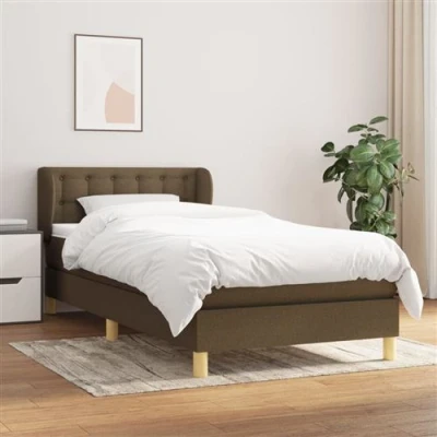 Image de vidaXL Sommier à lattes de lit avec matelas Marron foncé 90x200 cm