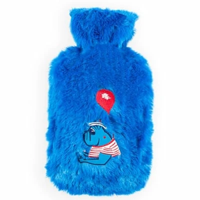 Afbeelding van Biggdesign Kruik Warmwaterkruik Kruikzak Kruikhoes Warmwaterzak Kinderkruik Warmwater met zachte Hoes Blauw