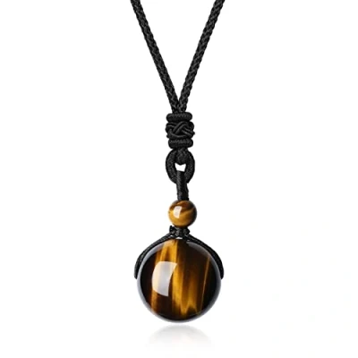 Afbeelding van COAI Ronde hanger, verstelbare ketting, Steen, heren en dames, Tijgeroog
