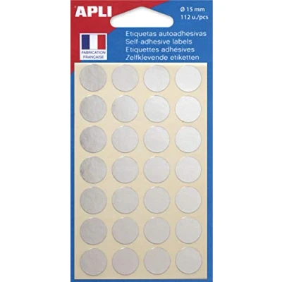 Afbeelding van Agipa Ronde Etiketten In Etui Diameter 15 Mm, Zilver, 112 Stuks, 28 Per Blad Etiket
