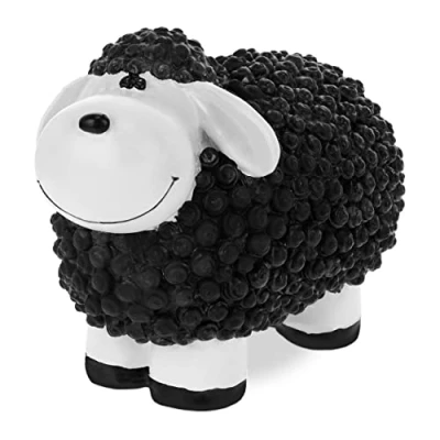 Afbeelding van Relaxdays tuinbeeld schaap dieren tuinfiguur tuindecoratie lammetje dierenbeeld tuin zwart