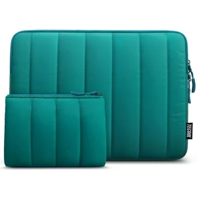 Afbeelding van TECOOL 15 15,6 inch laptophoes voor Lenovo Ideapad Thinkpad HP DELL Acer Chromebook Laptop, Macbook Pro 16 M3 M2 M1,16 notebook beschermhoes zachte tas, blauwgroen