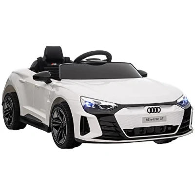 Afbeelding van Homcom Elektrische auto voor kinderen, 12 V, afstandsbediening ouders inbegrepen Max. snelheid 5 km/u, geluidseffecten en verlichting, Audi RS E tron GT, wit