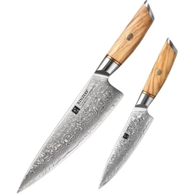 Afbeelding van Xinzuo B37 Damascus series Set van 2 (koksmes + officemes)