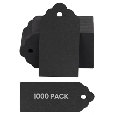 Afbeelding van Belle Vous 1000 Pak Zwarte Kraftpapieren Geschenklabels 4,5 x 2,5 cm Rechthoekig Beschrijfbare Hangende labels voor Geschenken, DIY hobby, Kerstmis, Bruiloft, Verjaardagen &amp; Merchandising