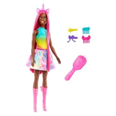 Afbeelding van Barbie A Touch of Magic Eenhoorn met rokje Barbiepop