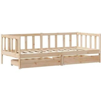 Image de vidaXL Lit de jour avec tiroirs sans matelas 90x190 cm bois massif3302073
