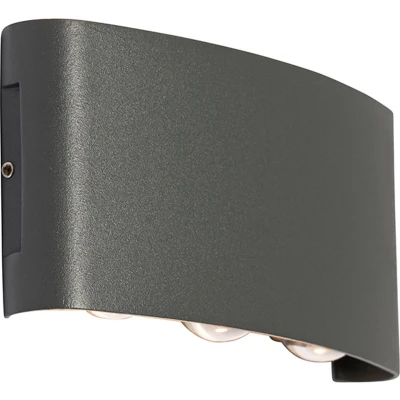 Afbeelding van QAZQA Buiten wandlamp donkergrijs incl. LED 6 lichts IP54 Silly