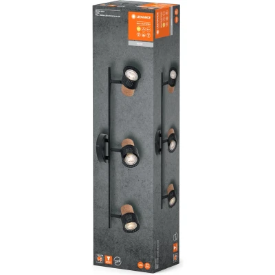 Afbeelding van LEDVANCE LED plafondspot Kurk, GU10, 3 lamps, lang, zwart