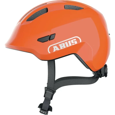 Afbeelding van ABUS Smiley 3.0 kinderhelm, fietshelm met diepe snit, kindvriendelijke ontwerpen en ruimte voor een vlecht, meisjes jongens, glanzend oranje, maat M